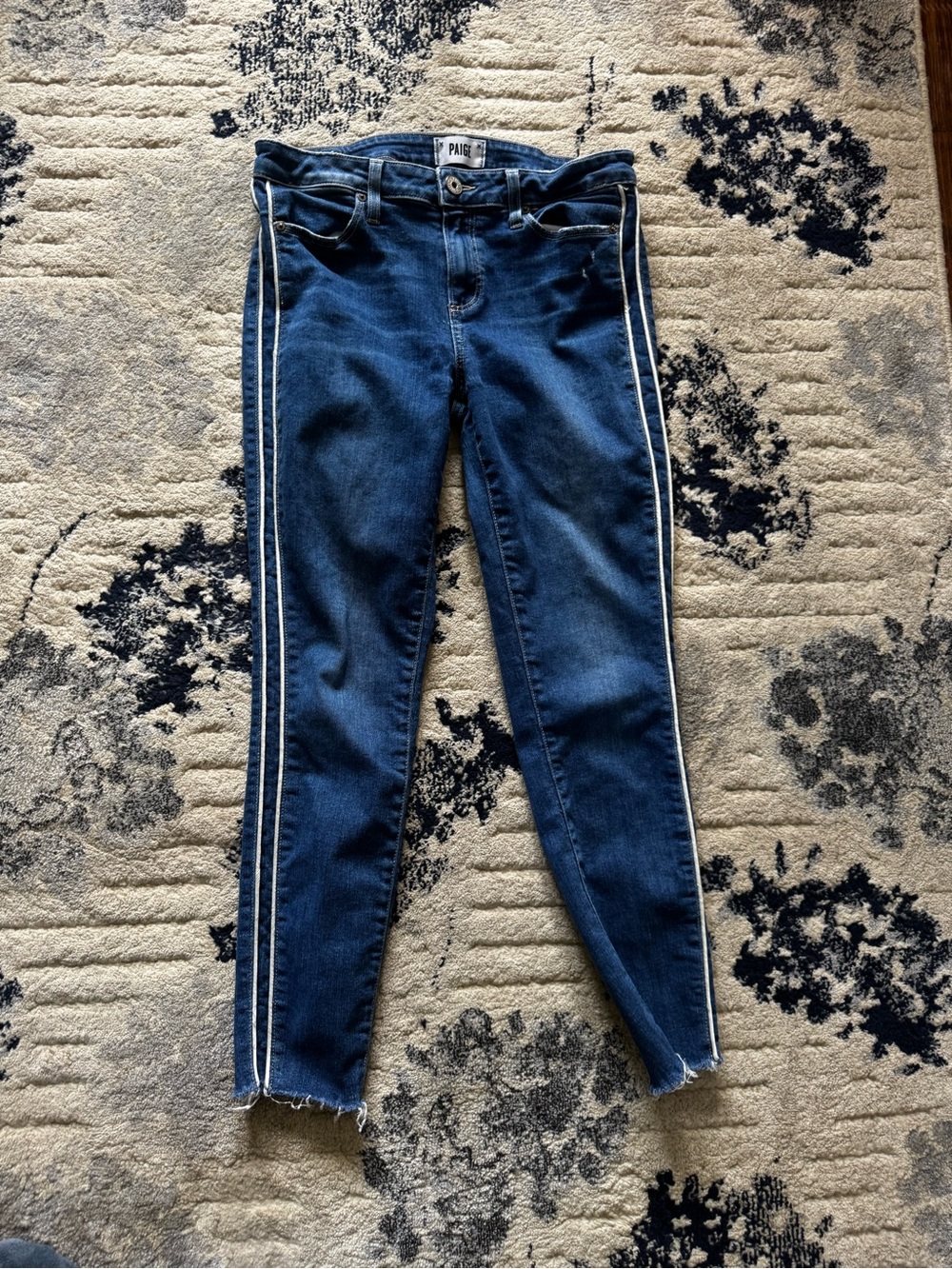 PAIGE Indigo Skinny Jeans with White Side Stripes